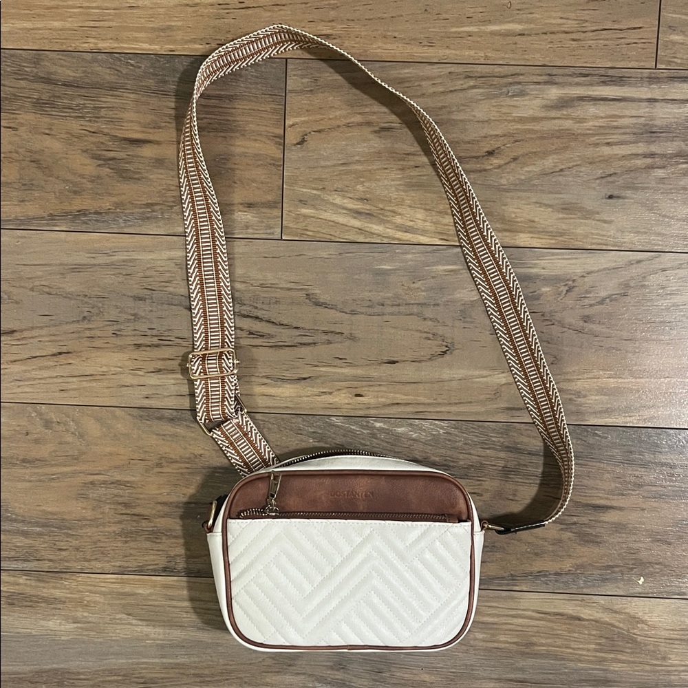 White and Brown Crossbody Bag